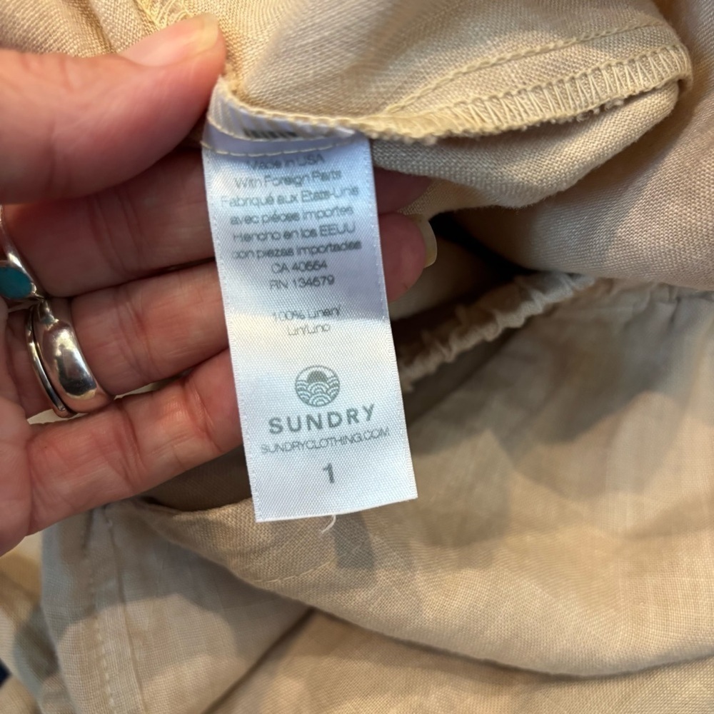 Sundry size 1 pull-on linen pants Biege small - Picture 9 of 9